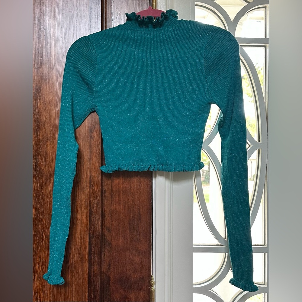 NWT FOR LOVE & LEMONS Lorelei Sweater – Size Medium Teal Turquoise - Picture 8 of 8
